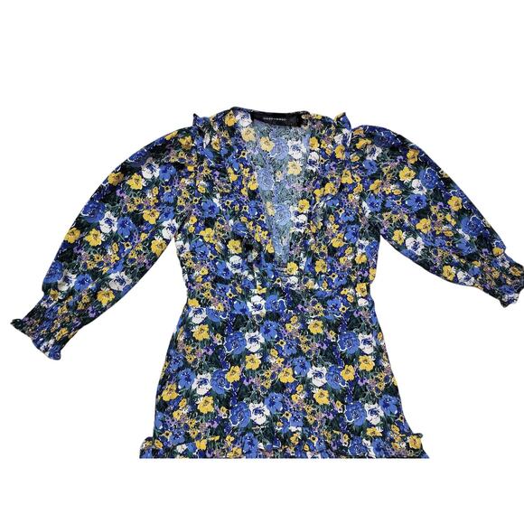 Code x Mode blue yellow casual ruffle tiered floral  maxi dress size S - Picture 4 of 14